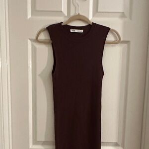 Zara Dark Brown Sleeveless Dress